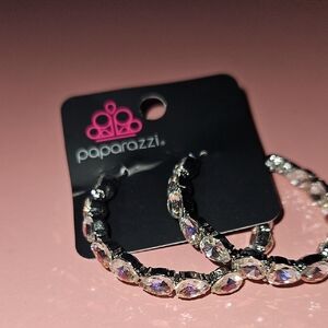 Paparazzi Silver Crystal Hoop Earrings
